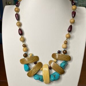 5 for $15 Multicolor Beaded stone and wood Statement Necklace